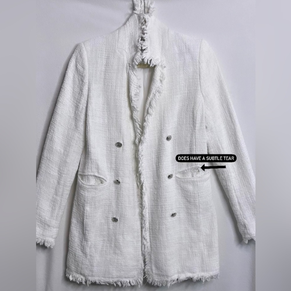 White Tweed Evening Jacket w/ Gold Detailing